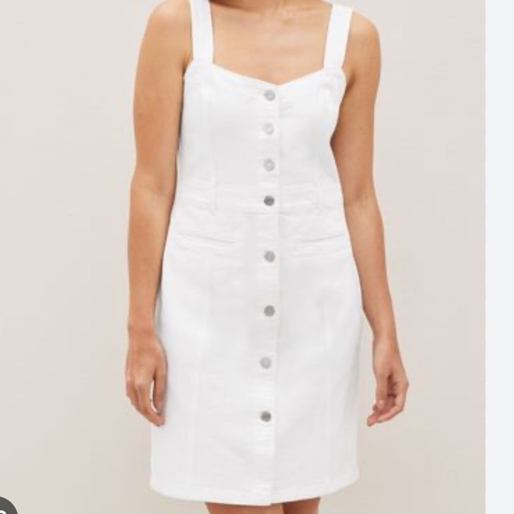 GAP white denim, button front Mini dress